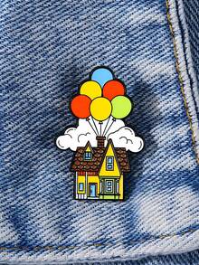Cute Balloon Brooch Collection – Flying House And Clown Enamel Pins For Bag Jacket Accessories - Flying Balloon House - View 1