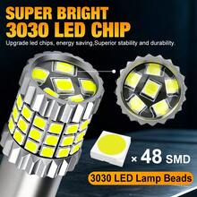 TOAUTO 2PCS PY21W P21 5W 1156 Ba15s 1157 Bay15d P21 5W Bau15s 3 PY21W 48 SMD LED Light For Car Flash Brake Bulbs Lights Reverse Parking Lamp - A - View 3