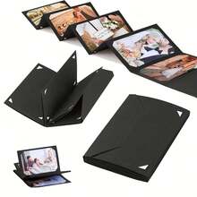 1 Set 6-Inch Photo Postcard Storage Album, Accordion-Style Foldable Photo Album, Card Folder Book Sleeve, Black & Brown - Multicolor - View 1