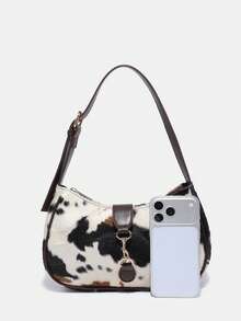 Novachic,1pc Retro Minimalist Hook Decor Adjustable Shoulder Strap Crescent Shape Bag, Suitable For Date, Outing, Party - Coffee - View 3