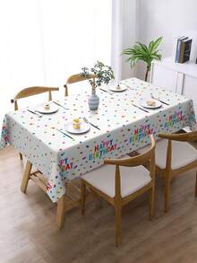 1pc,Minimalist Polka Dot Birthday Text Style Tablecloth,Rectangular Tablecloth,Suitable For Picnic Or Party Decoration Tablecloth,Restaurant Decoration,Kitchen Decoration Tablecloth,Birthday Party And Home Decor - Multicolor - View 7