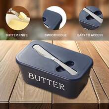 Butter Storage Box With Integrated Knife And Lid, Stainless Steel Cutter For Easy Slicing, Keeps Refrigerator Organized And Hygienic. 1 Set Butter Dish Kit, Includes Stainless Steel Butter Knife, Cheese Box, Cheese Slicer, Refrigerator Storage Box, Suitable For Home Kitchen, Outdoor Picnic And Camping - Butter Dish - View 4