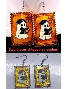 1 Pair Halloween Creative Funny Quirky Fashion Cute Exquisite Book-Loving Ghost Acrylic Earrings For Women Daily Wear - Multicolor - View 3