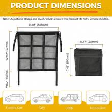 EIGIIS Black Car Pet Barrier, Double Layer Mesh Pet Net With Storage Pockets, Tool-Free Installation SUV And Sedan Dog Divider, Anti-Scratch Car Back Seat Partition, Prevent Distracted Driving - A - View 6