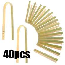 1-100pcs Bamboo Food Tongs, Bamboo Cooking Tongs, Exquisite Bamboo Serving Tongs, Toast Tongs, Cold Plate Accessories, Can Grip Cheese, Toast, Bread, Sushi, Pickles, Tea, Suitable For Parties, Catering, Baking, Buffet And Home - Beige - View 16