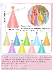 12/6/1 Colorful Pink Party Hats, Birthday Party Cone Hats, Cute Cake Cone Birthday Paper Hats, Cute Crowns, Adult Party Mixed Hats, - Multiple Styles - View 4