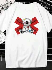 Fashion T Shirt For Letters Print Short SLeesve Tshirt  Tee Casual Breathable Loose T-Shirt Woman Clothing - White - View 2