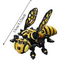 1PC 3D Printed Mechanical Bee, Cyberpunk Articulated Bee Toy, Movable Joint Detachable Wings Creative Desk Decor Gift - Multi - View 3