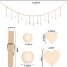 1pc Bohemian Style Wooden Bead Photo Display, Natural Wood Color Wooden Beads Hemp Rope Tassel Wooden Clips Photo Storage Decoration, Suitable For Classroom, Dorm, Bedroom, Etc., Ins Original Wood Style Wooden Bead Heart Photo Hanging String, Wooden Photo Clip Wall Hanging Decoration, Bohemian Bedroom Photo Wall Decoration, Dorm Renovation, Girl's Room Decoration, Display, Postcard Storage, Bohemian Hanging Decoration, Ins Wall Hanging, DIY Photo Wall - Beige - View 11