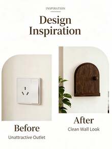 1pc Handmade Wooden Power Outlet Cover (Non-Electric), Handcrafted Wooden Design, Decorative Outlet Cover, Solid Wood Arched Switch Decorative Box, Rustic Country Style, Outlet Wall Cover, Control Panel, Suitable For Living Room Wall, Bedroom Decoration, Home Decor, Applicable To Hotel, B&B, Kitchen Outlet Decorative Box Protection, Enhancing Space Aesthetics - Brown - View 3