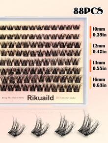 Rikuaild 88片濕亮貓眼假睫毛，適合日常風格眼妝，適合初學者，易於使用，沙龍級長效假睫毛接睫毛 - D - 查看 4