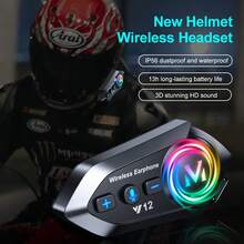 Y12 Bluetooth Motorcycle Helmet Intercom System Integrated Headset With Microphone Black - Y12 - View 3