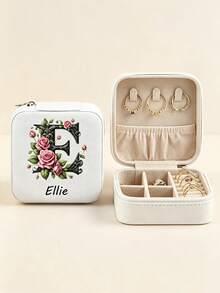 1pc Customized Name Women's Jewelry Box, Bridesmaid Jewelry Box, Perfect Holiday Gift, Earrings, Necklaces, Bracelets, Ring Boxes, Exquisite Gift For Her - Multicolor - View 4