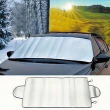 Winter Car Frost & Snow Glass Cover - Ice Shield, Dust Protector And Easy Install Sun Shade, Fits Most Vehicles, White, Vehicle Winter Protection, Vehicle Accessories, Fashionable Vehicle Accessories, Flexible Material, Autumn/Winter Gift, Car Front Windshield Protective Cover, All Season Snow Cover, Heat Insulation, Anti-Frost & Anti-Ice, Thickened Wear-Resistant Car Accessory - Multicolor - View 3
