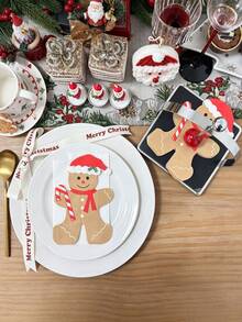 20pcs Disposable Gingerbread Man Pattern Napkins, Cute Gingerbread Man Frosting And Candy Cane Design, Suitable For Holiday Parties, Christmas Table Decor, Perfect For Christmas Dinner, Holiday Gatherings And Christmas Decorations - A - View 9