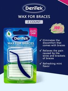 Dentek WAX FOR BRACES 2 COUNT, For Braces Friction Relief, Long-Lasting Protection, Easy To Use, Individual Packets, Hygienic & Clean, For Daily Oral Care, Ideal For On-The-Go, Fake Braces, Teeth, Teeth Cleaning Tool, Travel Toothbrush - Clear - View 2
