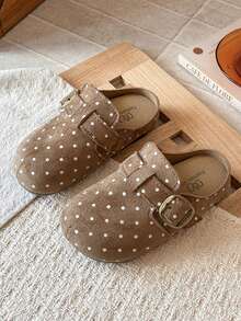1 Pair 2026 New Style Children's Fashion Polka Dot Slippers Indoor/Outdoor Casual Shoes Lightweight Anti-Slip Wear-Resistant - Khaki - View 1