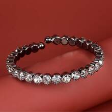 1 Pieza Brazalete Decorado Con Diamantes De Imitación Para Mujer, Accesorio Para Uso Diario/fiestas De Moda - Plateado - Ver 18