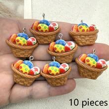 5/10pcs Resin Easter Egg Pendants, Suitable For DIY Jewelry Making, Perfect For Party Accessories, Earrings, Necklaces, Bag Charms - Basket Of Colorful Eggs Pendant - View 12