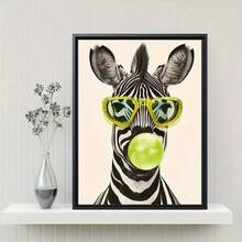 1pc Frameless Canvas Painting: Fashionable Zebra Wearing Glasses - Quirky Black And White Striped Animal Wall Art. Suitable For Living Room, Bedroom, Office, Dining Room And Bar Unique Creative Decor; Perfect Gift. - 777 - View 11
