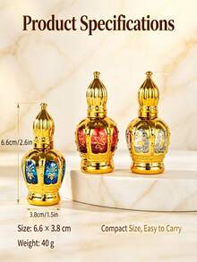 12ML Crown Gold Perfume Refill Bottle, Glass Perfume Roller Ball Bottle, Gilded Portable Cosmetic Roller Ball Bottle - View 3
