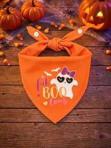 Polyester Material Comfortable Soft Cartoon Print Pet Scarf, Suitable For Cats And Dogs For Indoor Or Outdoor Use - Orange - View 7