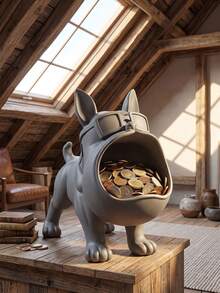 Desktop Dog Coin Storage Ornament, Large Capacity Coin Bank, Functional Home Decor, Cute Pet Cartoon Figurine, Living Room Entryway Office Desk Organizer, Birthday Holiday Gift - View 5