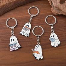 14PCS/Set Halloween Theme Book Ghost Pattern Acrylic Keychain Pendant, Halloween Gift, Small Hanging Decoration Accessory, Holiday Atmosphere Ornament - Multicolor - View 2