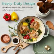 Cast-Iron Dutch Oven Kitchen Cookware W/ Enamel, Handles - 6qt - Graphite Gray - View 9