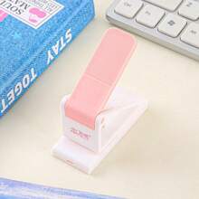 1pc Practical Minimalist Style Macaroon Solid Color Appearance Hand-Held Fuselage Anti-Slip Press Handle Is Suitable For Paper Loose-Leaf Punching Machine Manual DIY Document Bill Binding Office Stationery Scrapbook Supplies School Supplies. - B - View 5