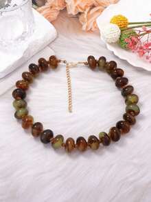 1pc Bohemian Exaggerated Chunky Multi-Color Beaded Choker Necklace, Vintage Acrylic Abacus Bead Necklace, Multiple Colors Available, Vacation Wedding Party Statement Accessory Gift - Abacus Bead Necklace - View 8