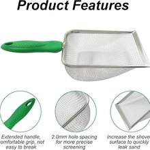 Murtenze Stainless Steel Cat Litter Scoop, Non-Stick Coated Metal Fine Sand Litter Scoop, Mesh Shovel For Reptile Kitten Pooper (Blue, 2mm Mesh) - Green - View 3