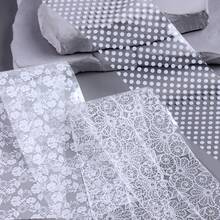 10入白色蕾絲美甲轉印箔貼紙，花卉波點網格蕾絲美甲轉印紙，優雅婚禮美甲貼紙，DIY凝膠指甲美甲裝飾配件 - 白色 - 查看 6