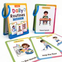 38 Words Kids Daily Routines English Flashcards Preschool Kindergarten Everyday Action Vocabulary Educational Cards Parent Child Interactive Toys - Multicolor - View 8