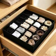1pc Foldable Fabric Storage Box, Wardrobe Organizer For Underwear, Socks And Clothing, Multi-Purpose Home Office Dorm Travel Use, Keep Space Neat And Organized - Black - View 6
