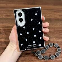 Ins Style Epoxy Resin Polka Dot Phone Case With Matte Bead Chain Bracelet, Compatible With Samsung Galaxy Z Fold 8 Wide Z Fold8 Ultra ZFold 7 Zfold6 Zfold5 Protective Shell - Black - View 13