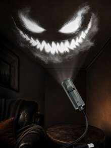 White & Colorful Ghost Face Mood Light, USB Plug-In Lamp For Halloween Room Decor - Black - View 10