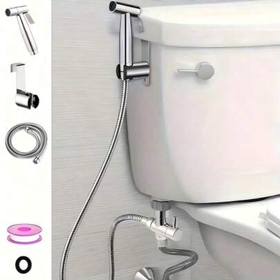 Rociador de bidé de mano con manguera, rociador de acero inoxidable para inodoro, rociador de mano con manguera para limpieza y ducha de mujeres, se puede instalar en la pared o en el inodoro