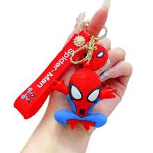 1pc 3D Silicone Figure Keychain, Cute Chibi Superhero Keychain With Printed Wrist Strap And Mini Spider Pendant, Anti-Drop Soft Rubber Charm, Suitable For Car Keys, Backpack, Handbag, Birthday Gift - Multicolor - View 12