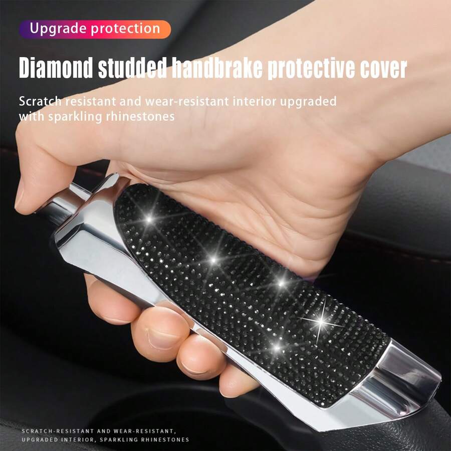 1 pieza Cubierta de freno de mano con incrustaciones de diamantes para instalación en coche, interior de coche, protector universal de freno de mano, carcasa de freno de mano, modificación de cubierta de palanca de tracción