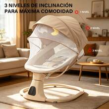 Smart Electric Baby Rocker, Extended Length, Power Mode, Battery Mode, Five Speeds, Bluetooth Music, And Mosquito Net, Local Shipping - Apricot - View 6