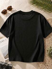 Women's Short Sleeve T Shirt,100%Pure Cotton,Skin-Friendly And Breathable,Suitable For All Occasions,European And American Style,Versatile And Comfort - 黑色 - 查看 3