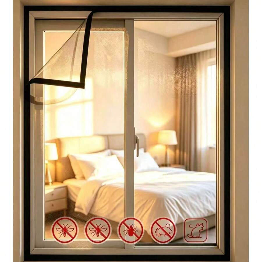 Self-Adhesive Invisible Mosquito Window Screen Mesh Resistant To Tearing And Breathable,DIY Installation, Removable And Washable, Provides A Physical Barrier Against Mosquitoes, Flies, And Common Summer Insects. Suitable For Use On Household Windows. - Screen Windows - View 1