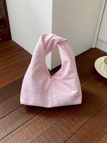 Korean Style Polka Dot Handbag For Women, Casual Textured Niche Design Fashion Versatile Shoulder Bag - Multicolor - View 9