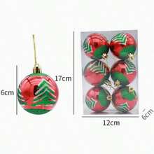 1 Box (6pcs) 6cm Painted Christmas Ball Ornaments, Christmas Tree Hanging Decorations, Hand-Painted Plastic Electroplated Balls - 6Pcs - View 6