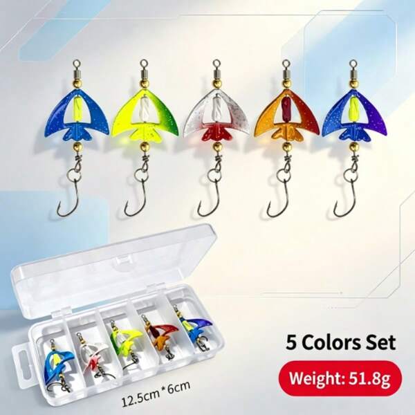 5pcs Rotating Lures, Rotating Lures, Hard Baits, Freshwater Fishing, Suitable For Bass, Trout, Fishing Accessories, Fishing Tackle, Fishing Lure Set, Rotating Lures, Predatory Fish Lures, Pike, Bass, Walleye, Outdoor Fishing Accessories