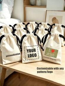 5pcs/10pcs/20pcs Tas Kado Serut dengan Motif Kustom - Hadiah untuk Wanita/Pria - Penutup Serut Elegan - Tas Perhiasan dengan Motif/Logo/Teks yang Dipersonalisasi - Ukuran 6 x 3,94 Inci, Sempurna untuk Souvenir Pernikahan, Ulang Tahun - MultiWarna - View 2