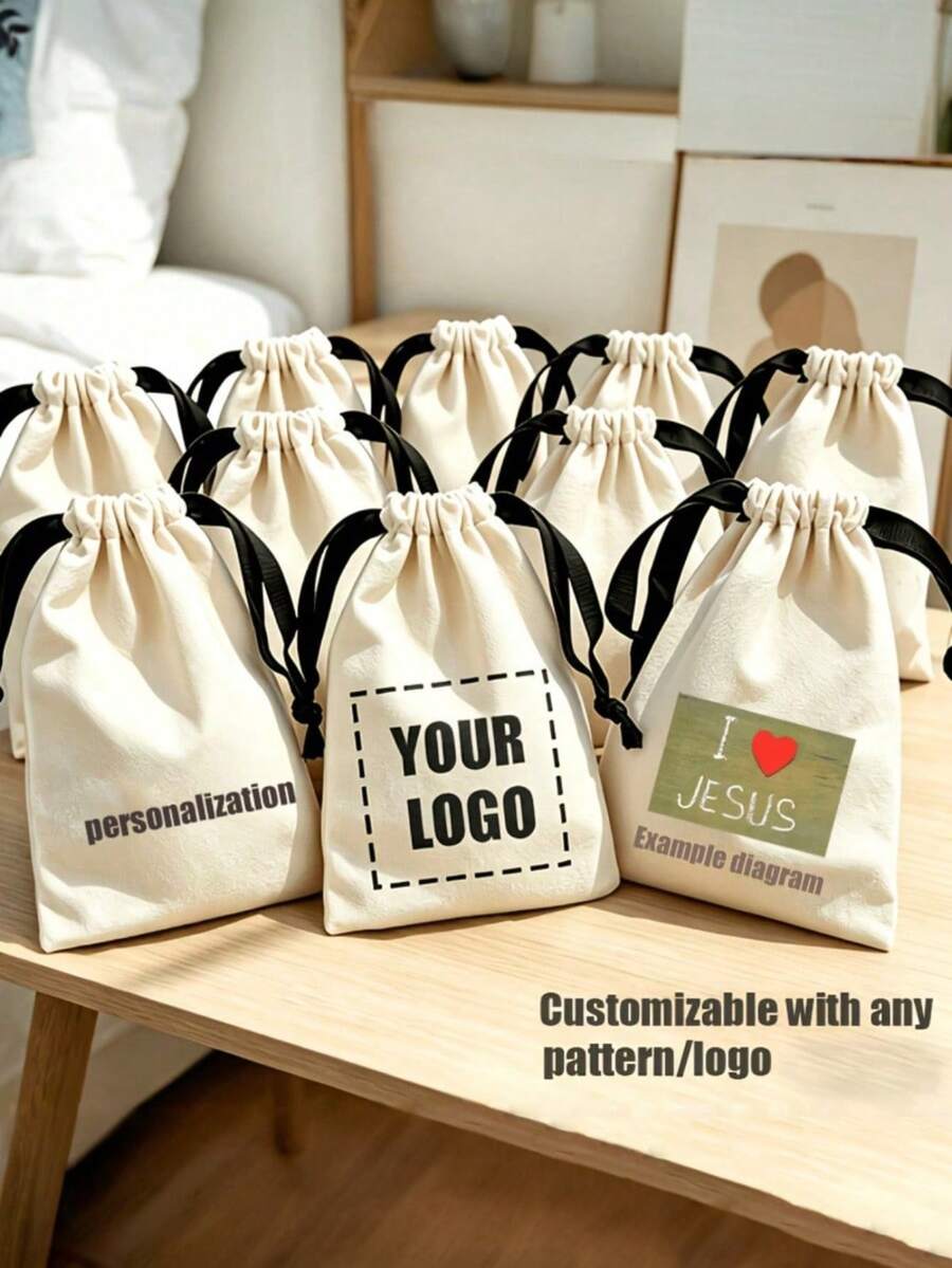 5pcs/10pcs/20pcs Tas Kado Serut dengan Motif Kustom - Hadiah untuk Wanita/Pria - Penutup Serut Elegan - Tas Perhiasan dengan Motif/Logo/Teks yang Dipersonalisasi - Ukuran 6 x 3,94 Inci, Sempurna untuk Souvenir Pernikahan, Ulang Tahun