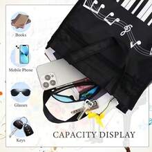 Musical Note Sheet Bag, Music Tote Bag, Student Large Capacity Waterproof Sheet Music Bag, Fashionable Reusable Shopping Tote Bag, Shoulder Bag, Handbag, Foldable, Suitable For Students, Office Workers, Commuters, Laptop Bag, Backpack Accessories - Multiple Styles - View 5