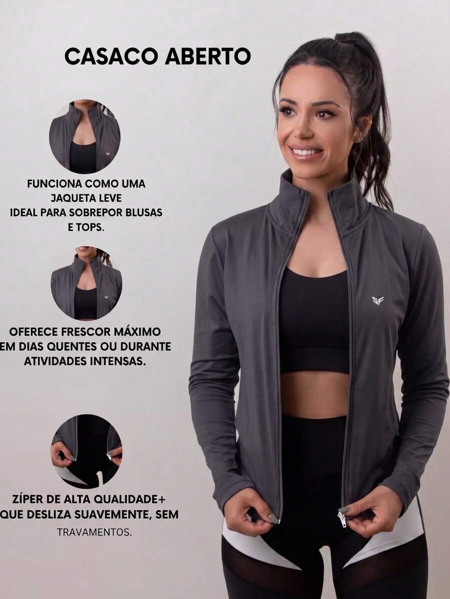 Women's Fitness Jacket For Gym, Sports, Cool Mesh (Dry Fit) - Women's Winter Jacket - Women's Fitness Jacket - 灰色夾克 - 查看 1